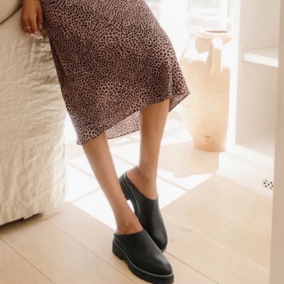 Jenni Kayne Leather Lug Mule Chunky Slip On Casual Classic Minimalist Black 40 - Picture 2 of 16